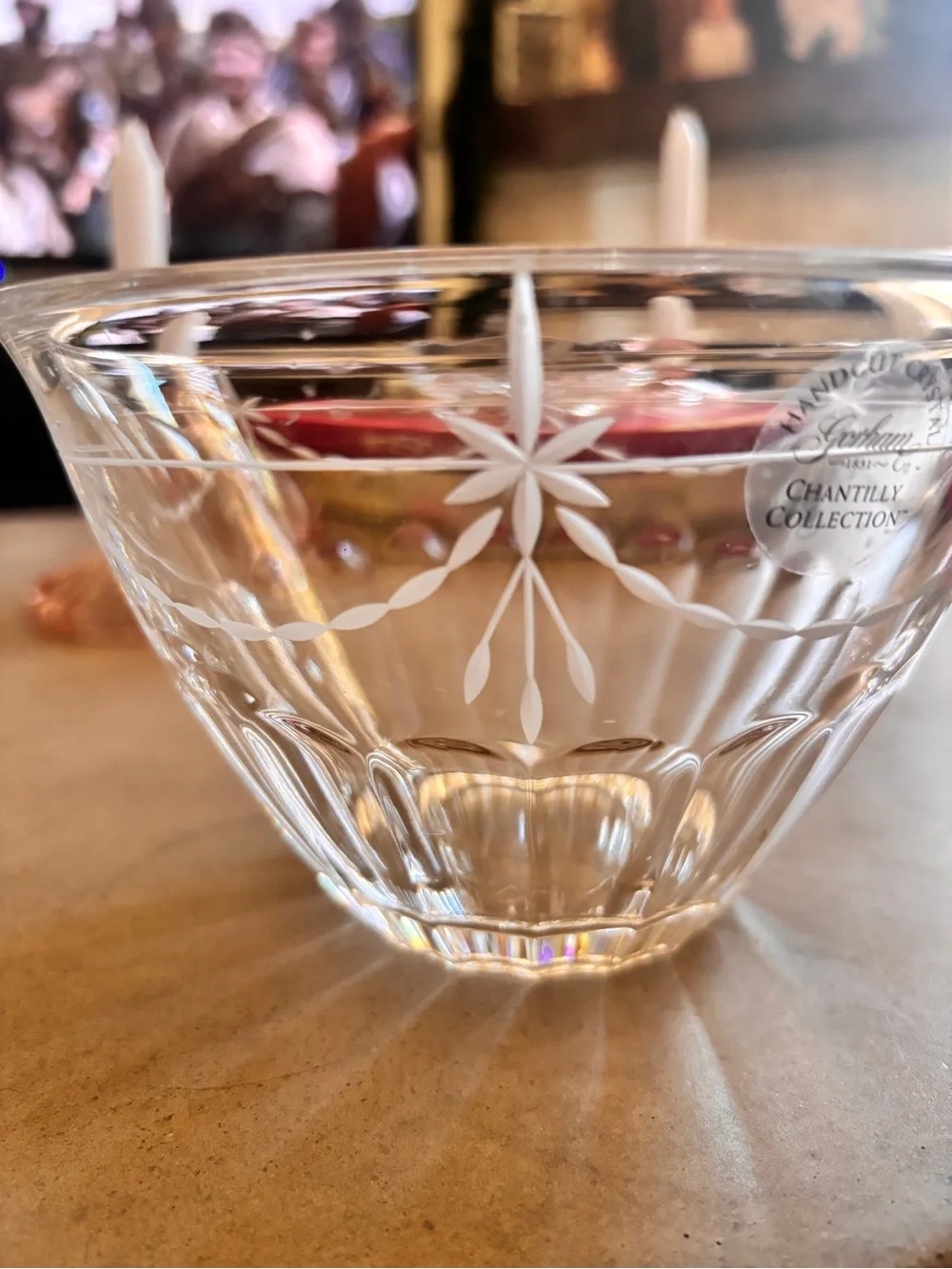 Gorham Clear Crystal Etched Serving Bowl